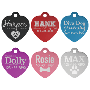 1X1 Aluminum Heart Pet Tag