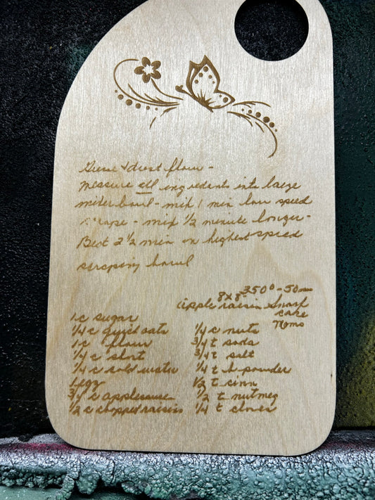 Custom engraved recipe cutting board