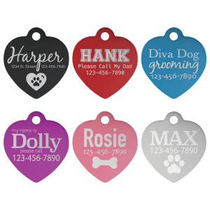 1 1/4" x 1 1/4"Aluminum Heart Pet Tag