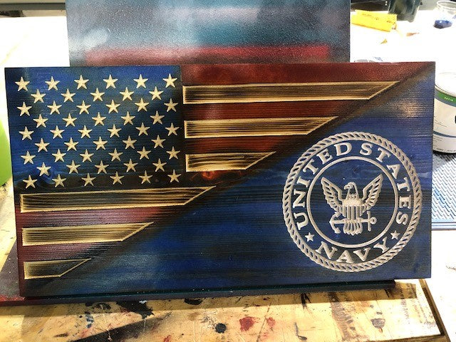 21X11 Wooden Navy flag.