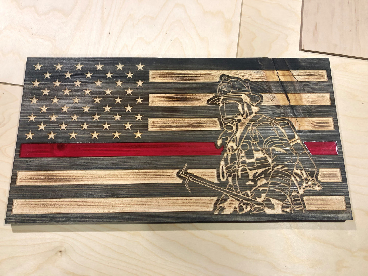 Thin Red Line Firefighter Flag.