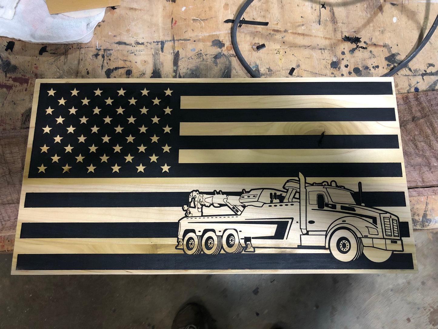 21X11 Wooden Tow Truck Flag